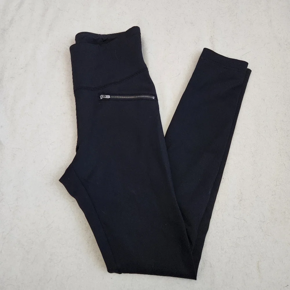 White House Black Market Black Zipper Runway Leggings Size 4